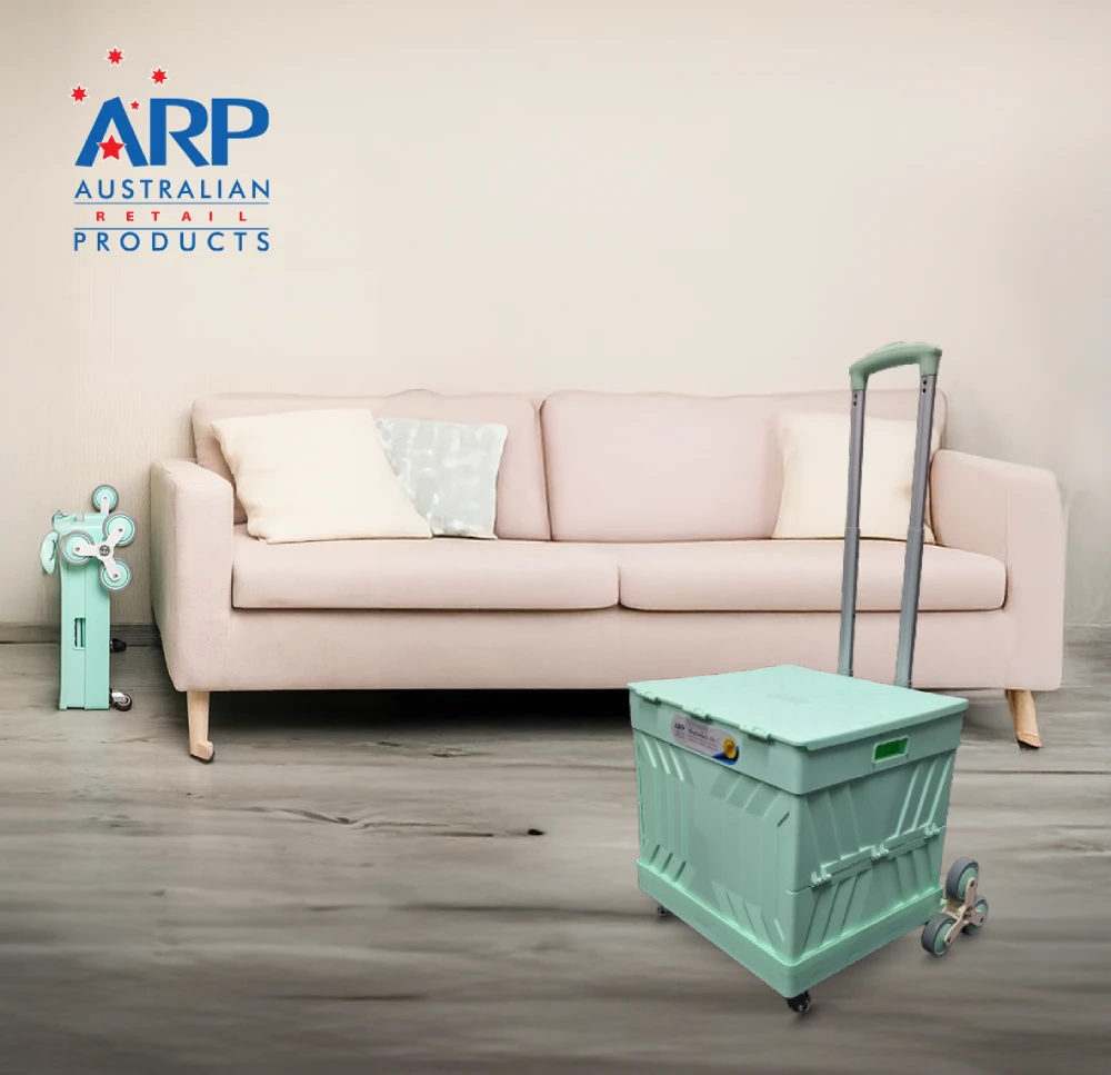 Plastic folding shopping trolley with eight wheels